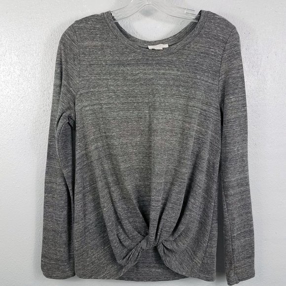 Ultra Flirt Women's Gray Twist Front Wrap Shirt Top Blouse - Picture 11 of 13
